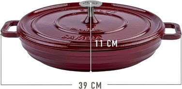 Чавунний казан Sallys 'Samira' Deluxe 2,2 л, бордовий, для всіх плит і духовки до 250°C, преміум якість