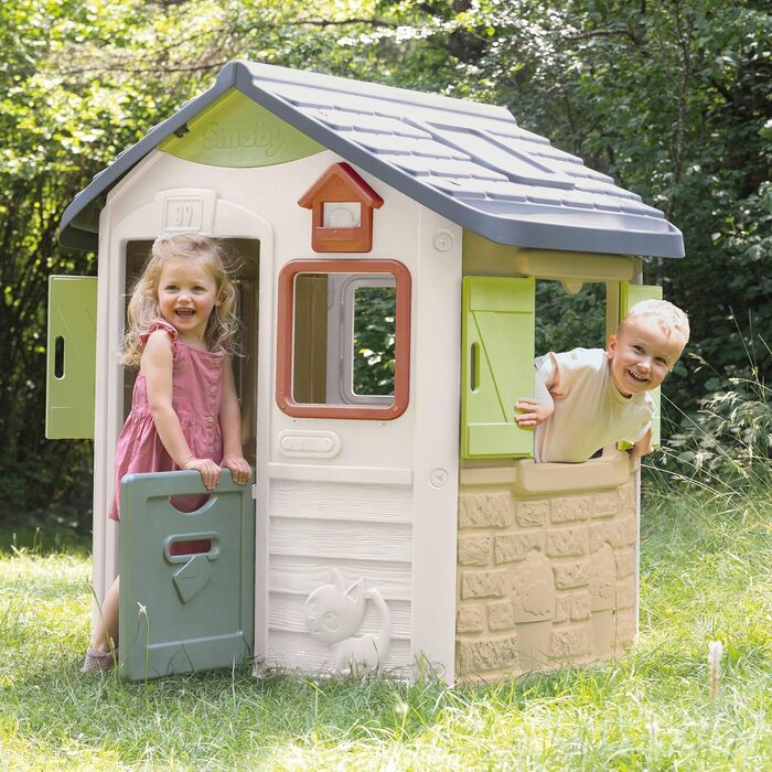 Дитячий будиночок Smoby Life Jura Lodge (115x123x132 см) з переробленого пластику - вуличний будиночок для ігор, годівниця для птахів, від 2 років