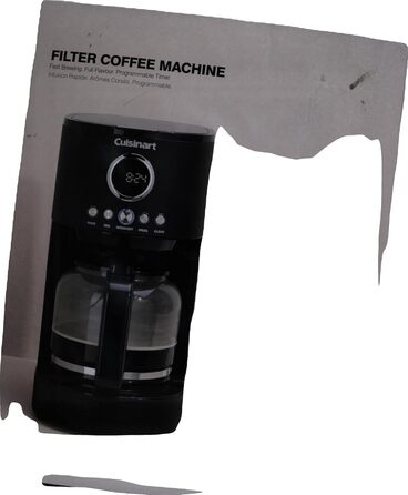 Кавоварка фільтраційна Cuisinart 1.8 л, 12 чашок, програмована, швидке заварювання, таймер 24 години, функція підтримки тепла, браузерна екстракція, мийка в посудомийці, чорна