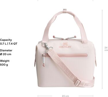 Сумка-холодильник Stanley 1913 All-Day Julienne Maxi Cooler, 7.0 л, Rose Quartz — термосумка з перецьикльованого поліестеру з ременями та сітчастими кишенями