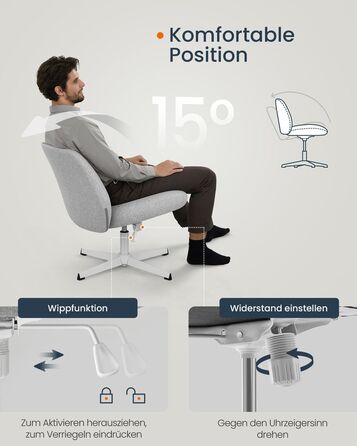 Офісне крісло з широким сидінням і поперечною основою Dove Grey - Dove Grey / з коліщатками