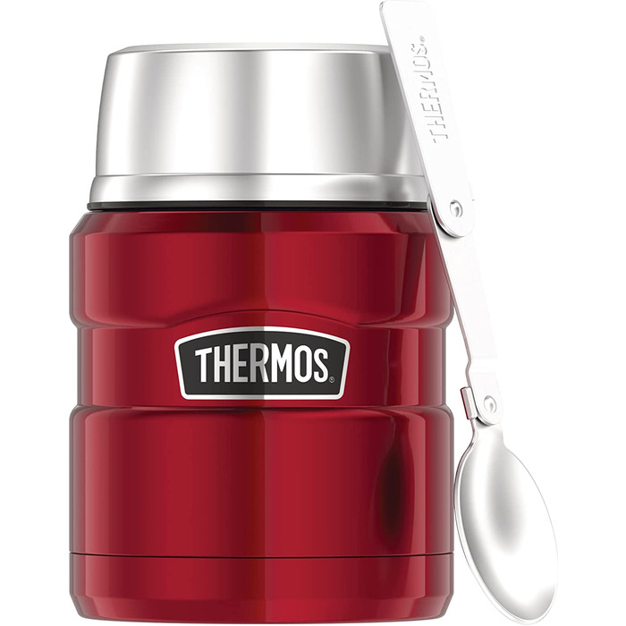 Термос для їжі Thermos Stainless King 470 мл з ложкою, нержавіюча сталь, червоний