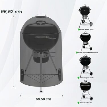 Водонепроникний чохол для гриля Weber Q100, Q200, Q1000, Q2000, Q1200, Q2200 з візком, захист від UV-променів, 81x43x89 см