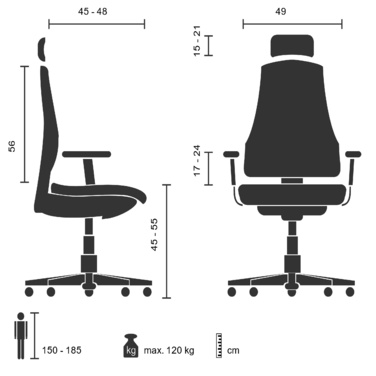 Офісне крісло / поворотне крісло ERGO LINE II PRO Тканина Чорний HJH OFFICE