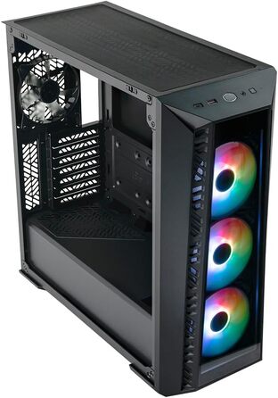 Корпус для ПК Cooler Master MasterBox 520, Mid-Tower ATX, 4 встановлені вентилятори, гартоване скло, ARGB-контролер, чорний