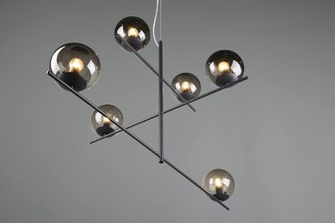 Підвісний світильник Trio Leuchten Pure 6xE14, антрацит, скло димчасте, метал