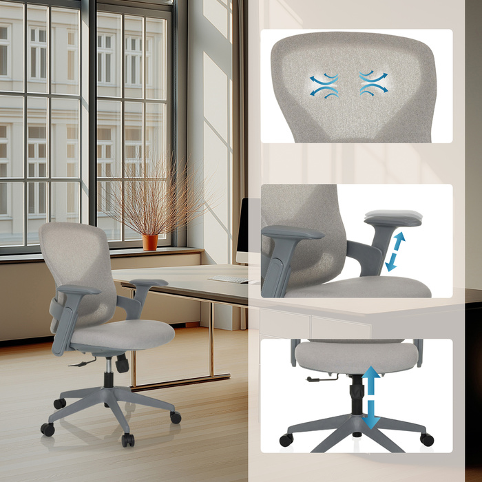 Офісне крісло / обертове крісло NOWUM тканина темно-сірий hjh OFFICE