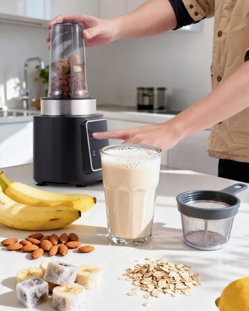 Блендер стаціонарний Standmixer 1500 Вт з льододробилкою (6 ножів) для смузі, коктейлів та заморожування фруктів, 2 пляшки 900 мл