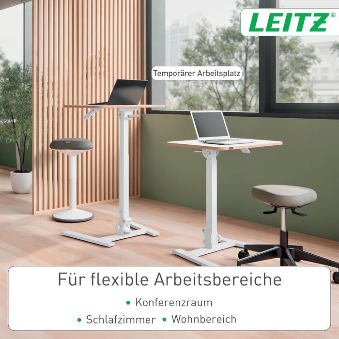Ергономічний регульований стіл Leitz Ergo Compact 80x60 см для офісу та дому, білий - електричний стіл для сидіння/стояння з навантаженням до 80 кг, функцією нагадування про зміну положення
