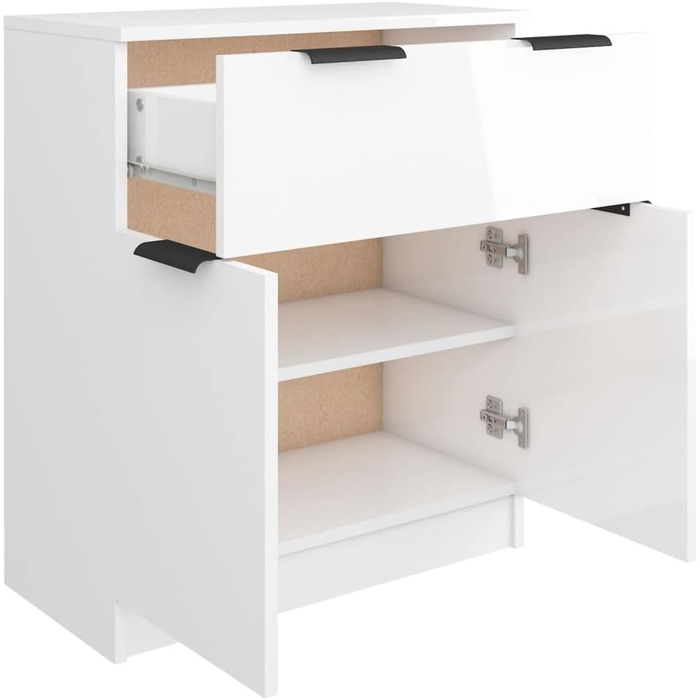 Комод-вітрина vidaXL для вітальні, глянцевий білий, 60x30x70 см, ДСП