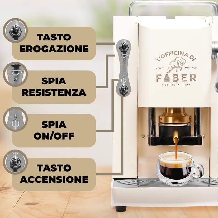 Кавова машина FABER Pro Deluxe для ESE-подушечок 44 мм, хром, латунний прес