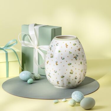 Ваза Villeroy & Boch Easter Delight Зелена, керамічна ваза для квітів, декор на Великдень, порцелянова ваза преміум-класу
