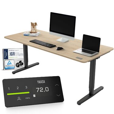 Ергономічний електричний стіл Yaasa Desk Pro з регулюванням висоти, білий/білий, 200x80 см – стіл для офісу та дому, вантажопідйомність 120 кг