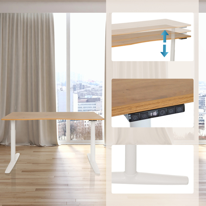Письмовий стіл STAND PRO R 140 x 70 з електричним регулюванням висоти дуб hjh OFFICE