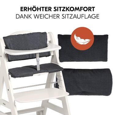 Високий стільчик для годування Hauck Beta+ Newborn Set Premium Dark Grey - комплект для новонароджених, з функцією гойдалки, подушкою та підносом