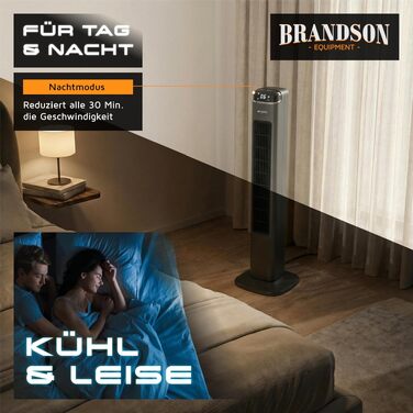 Вентилятор підлоговий Brandson надтихий з пультом: 6 режимів, нічний режим, режим природи, осциляція - для спальні та вітальні