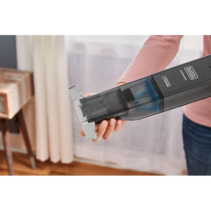 Акумуляторний ручний пилосос BLACK+DECKER Dustbuster Slim HLVC320B11, 12В, 2.0А·год, без мішка, бездротовий, з XXL-насадкою, зарядна станція, щілинна та меблева насадки
