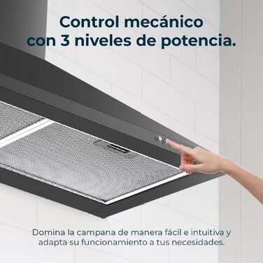 Витяжка кухонна піраміда Cecotec Bolero Flux PM 604300, 60 см, потужність 430 м³/год, механічне керування, чорна