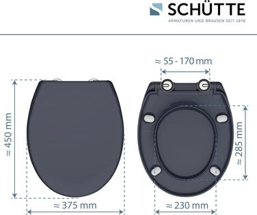 Сидіння для унітаза SCHÜTTE з мікроліфтом (м'яке закривання), овальне, антрацит, матеріал Duroplast, витримує до 200 кг