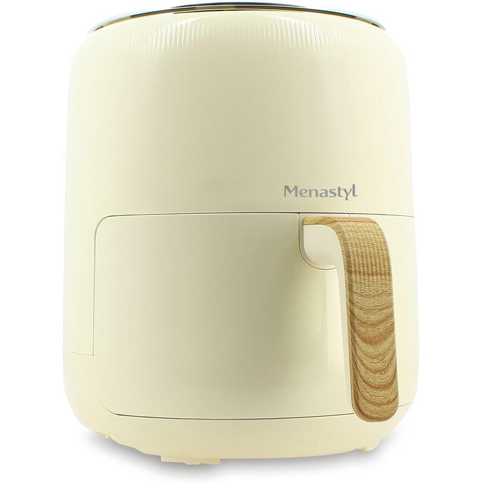 Аерофритюрниця MENASTYL 4,5 л Colorama Cream з дерев'яною ручкою, електрична фритюрниця без олії, 6025004