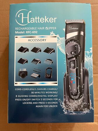 Професійна машинка для стрижки Hatteker 3-в-1: тример для бороди, волосся, вусів, водонепроникна, акумуляторна і мережева