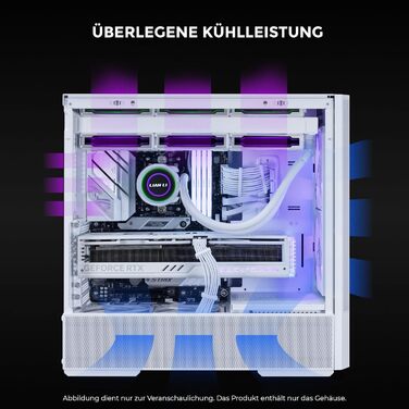 Lian Li LANCOOL 207 Білий ігровий корпус для ПК ATX, Midi Tower з RGB-підсвічуванням, підтримка відеокарт до 375 мм, радіатор до 360 мм, сталева конструкція, загартоване скло