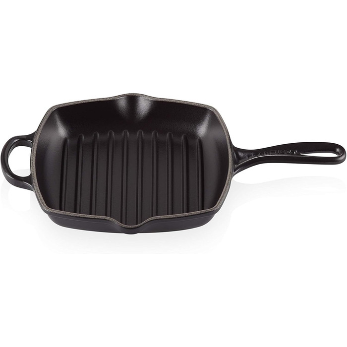 LE CREUSET Сковорода-гриль з чавуну, квадратна, 26 см, для всіх типів плит (включно з індукційними), 2,86 кг, чорна матова, 20183260000422 Meringue