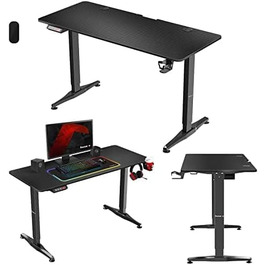 Електричний стіл huzaro Hero 8.5 з пам'яттю, регулюванням висоти, 140×60 см, алюмінієва карбонова стільниця, чорний, ергономічний комп'ютерний стіл