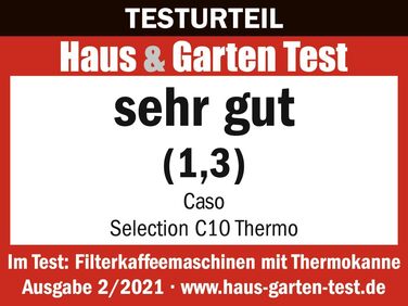 Кавоварка Caso Selection C10 з термокухлем, 1,2 л, нержавіюча сталь, з таймером і багаторазовим фільтром, для 10 чашок, чорна, із термосом