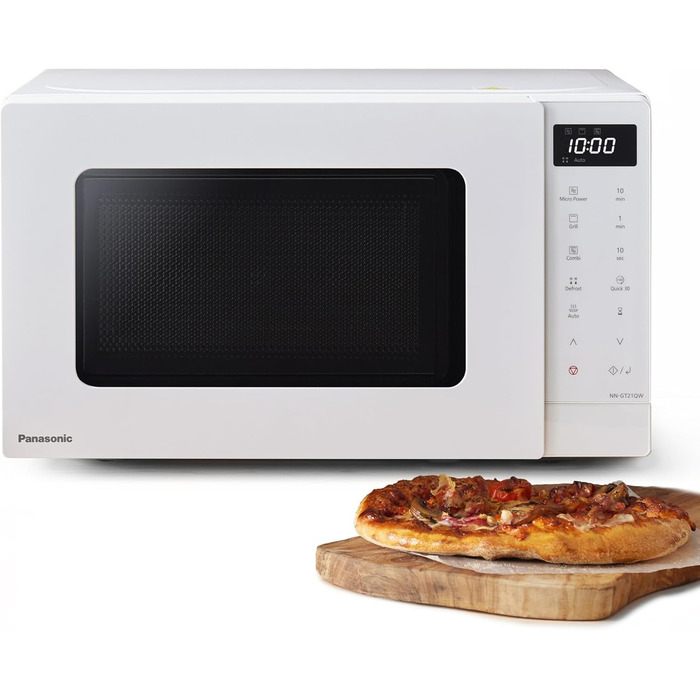 Мікрохвильова піч Panasonic NN-ST21QWEPG 20л з грилем, біла – 800 Вт, автоматичне розморожування, 11 програм, LED-дисплей