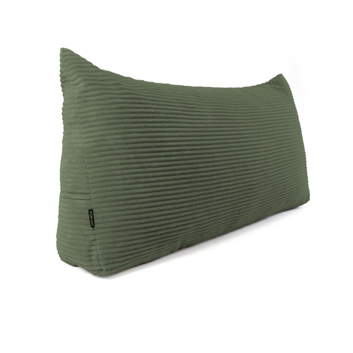 Подушка для спини POKAR Cord Keil 100x50x20 см хакі: для ліжка та дивана, з кишенями, сертифікат Oeko-Tex 100