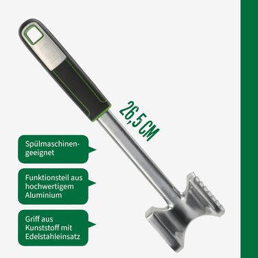 Молоток для м'яса Fackelmann Chefkoch Premium, алюмінієвий, двосторонній, 26,5 см – для відбивних і шніцелів