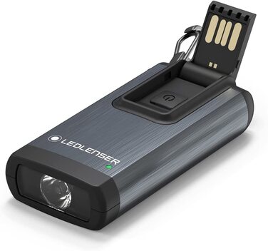 Ліхтарик-брелок Ledlenser K6R, 400 люмен, акумуляторний, USB-A, з червоним світлом, сірий