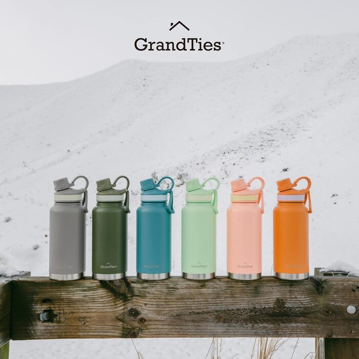 Термопляшка GRANDTIES 946ml з широким горлом та двома кришками, білий колір, для чоловіків та жінок