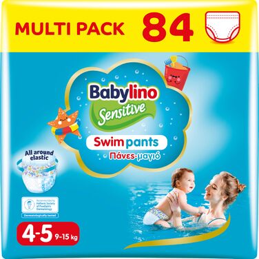 Підгузки для плавання Babylino Sensitive для басейну та моря, розмір 4-5 (9-15 кг), 84 шт.