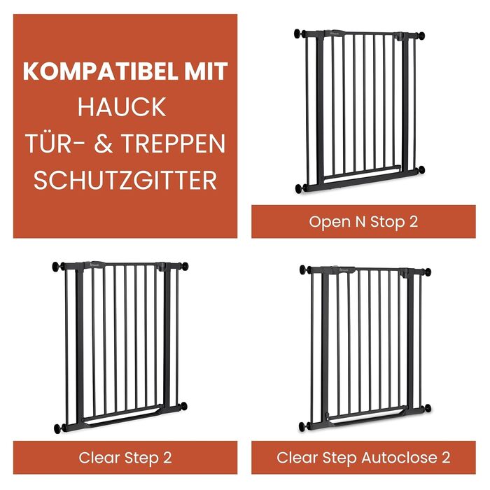 Захисний бар'єр Hauck Clear Step 2 Schwarz 75-80 см для дітей та собак, без свердління, з розширенням 9 см