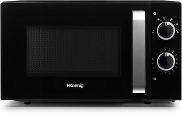 Мікрохвильова піч H.Koenig VIO8 20 л, чорна, компактна, 700 Вт, 5 режимів нагріву, розморожування, таймер 30 хв, діаметр тарілки 24,5 см