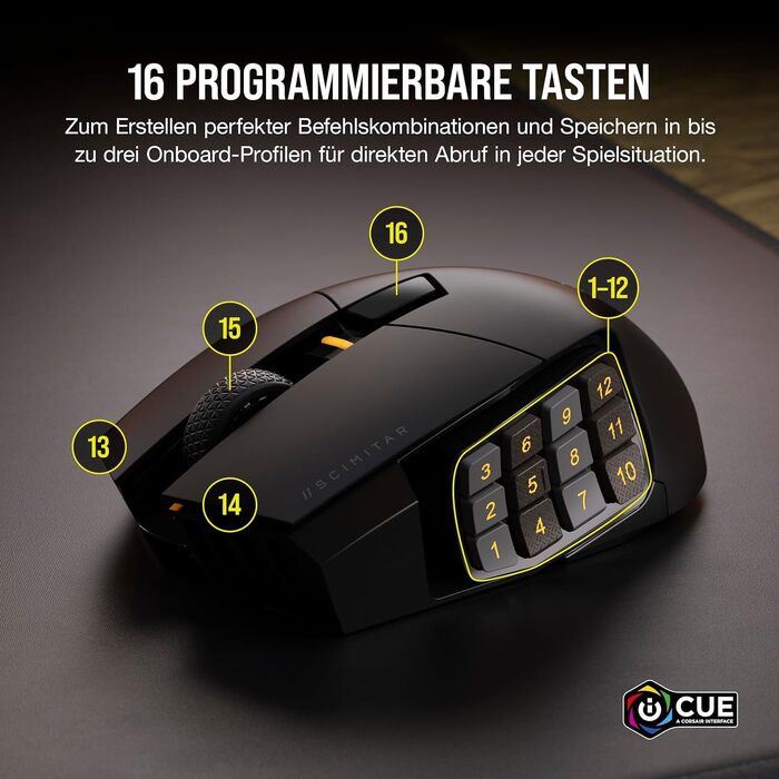 Ігрова миша Corsair Scimitar RGB Elite для MOBA/MMO, дротова, чорна