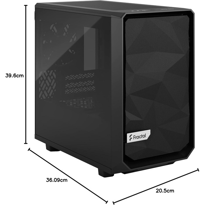 Корпус Fractal Design Meshify 2 Nano Black TG Dark Tint, скляна панель, чорний, компактний формат, для ігрового ПК