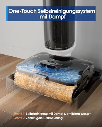 Tineco Floor One S6 Stretch Steam: Волого-сухий пилосос для твердих підлог з функцією пари, 22000 Па, Anti-Tangle, Flashdry 85°C, 50 хв роботи, для шерсті тварин