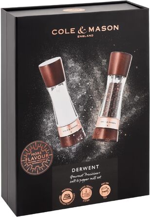 Набір ручних млинків для солі та перцю Cole & Mason Derwent Precision+, сталь/акрил, 190 мм, колір Gunmetal Grey