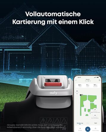 Робот-газонокосилка Eufy E15 без дроту, для саду до 800 м², TrueVision, Smart-навігація, уникнення перешкод, керування через додаток