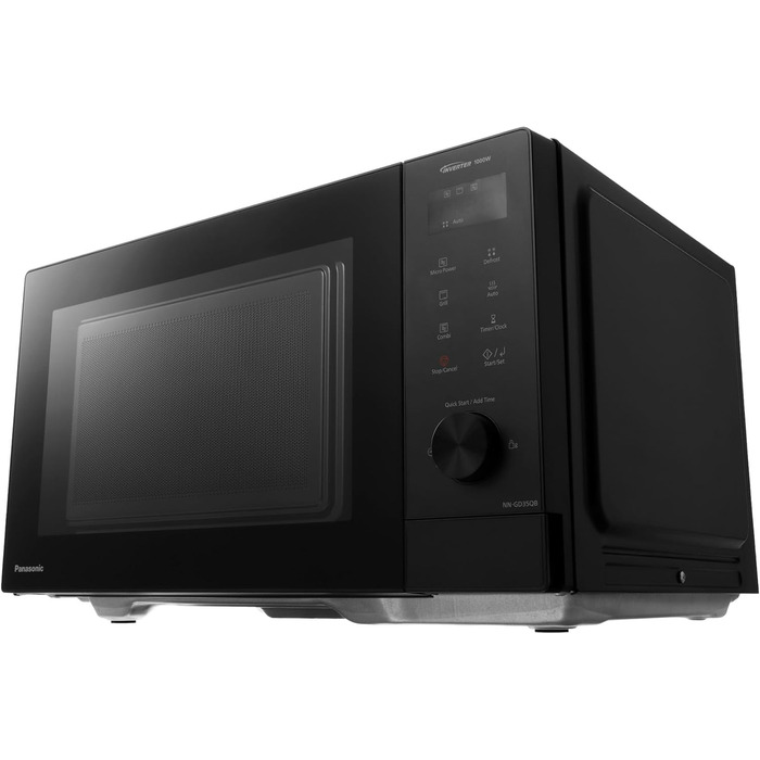 Мікрохвильова піч Panasonic NN-GD35HBGTG з грилем та функцією пару (23 л, 1000 Вт, чорна) - Комбінована мікрохвильова піч з піца-панеллю