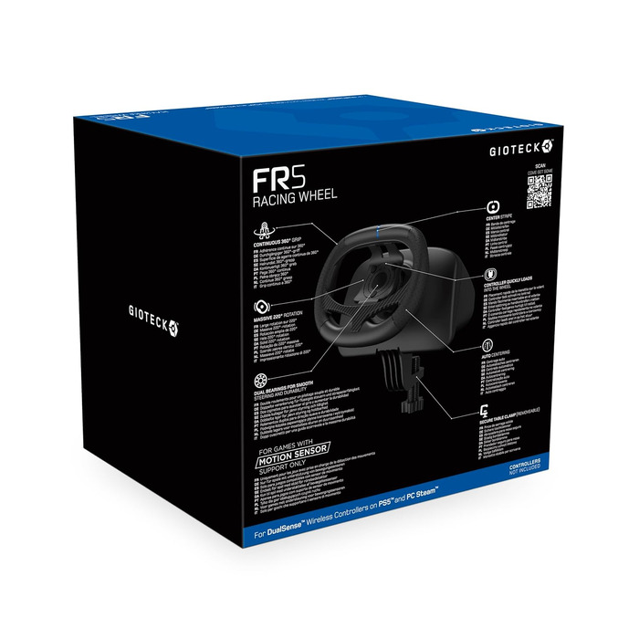 Рульове колесо Gioteck FR5 Racing Wheel для PS5, PC, Steam Deck: Док-станція для DualSense/DualEdge, Автоматичне центрування, Підтримка GT7