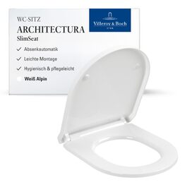 Сидіння для унітаза Villeroy & Boch Architectura D-подібне, біле глянцеве, з мікроліфтом (SoftClose), знімне, термопласт (дуропласт), арт. 98M9C101
