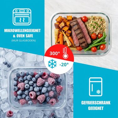Набір скляних контейнерів для їжі Igluu Meal Prep (10 шт.) — 370мл, 640мл та 1050мл, герметичні ланч-бокси для зберігання продуктів