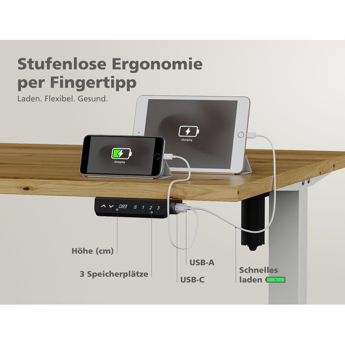 Електричний стіл KRIEG HighDesk SMART 160x80 см білий - регульований по висоті стіл для роботи сидячи та стоячи