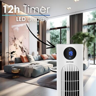 Вентилятор Tower Echo - тихий, з пультом, LED-дисплеєм та таймером 12 год