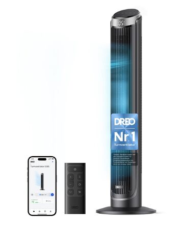 Вентилятор підлоговий Dreo Smart з осциляцією 90°, Wi-Fi, пульт, таймер 12 год, сріблястий