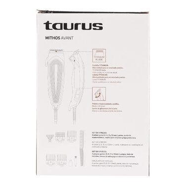 Професійна машинка для стрижки волосся Taurus MITHOS AVANT, 3000 об/хв, титанові леза, 4 насадки, сірий, з гребінцем, щіткою та мастилом
